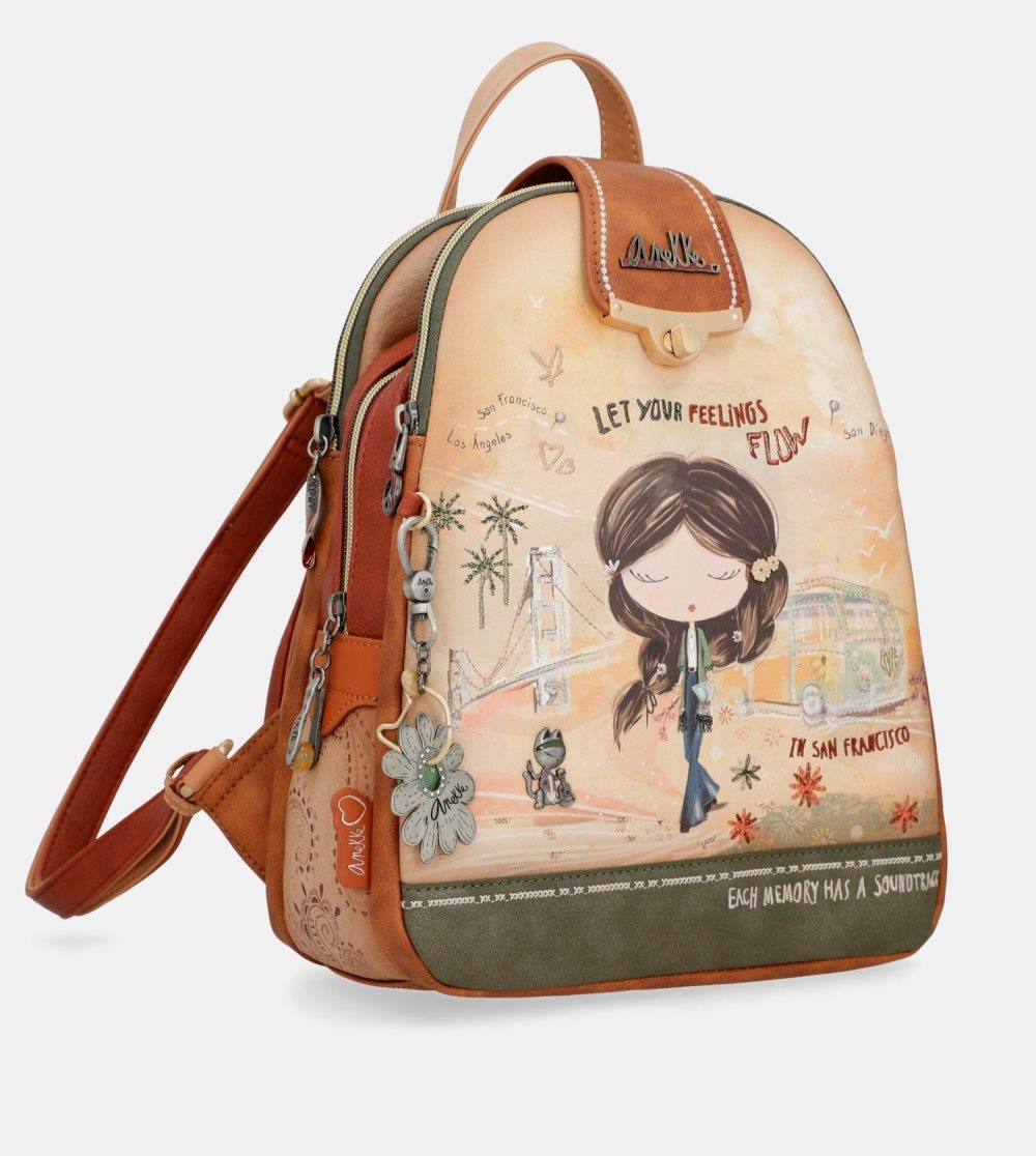 Női Anekke Peace & Love Camel Triple Compartment Backpack Hátizsákok | NPKDYL-802