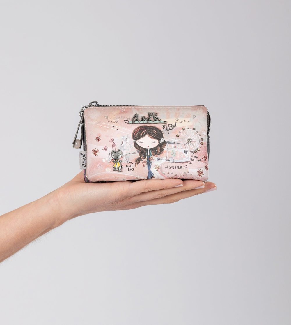 Női Anekke Peace & Love Pink 3-compartment Coin Purse Pénztárca | LNCWOF-687