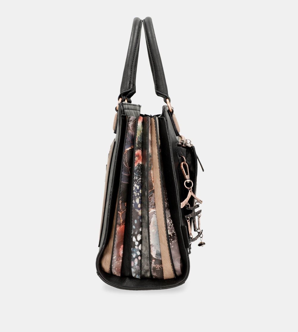 Női Anekke Shoen Black Tote With Shoulder Strap Kézitáska | TRWICY-578