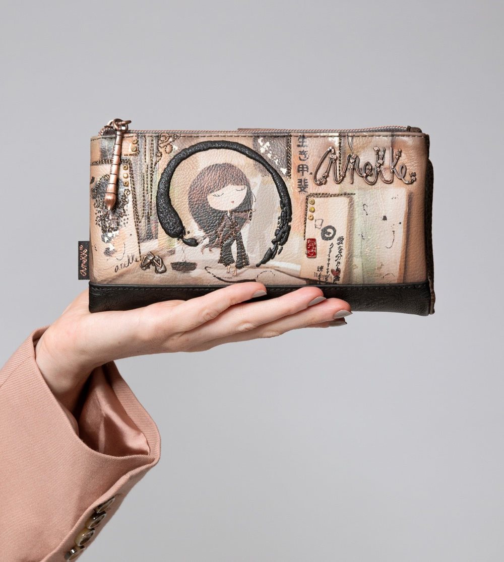Női Anekke Shoen Shoen Large Black Flexible Rfid Wallet Pénztárca | VECIMX-035