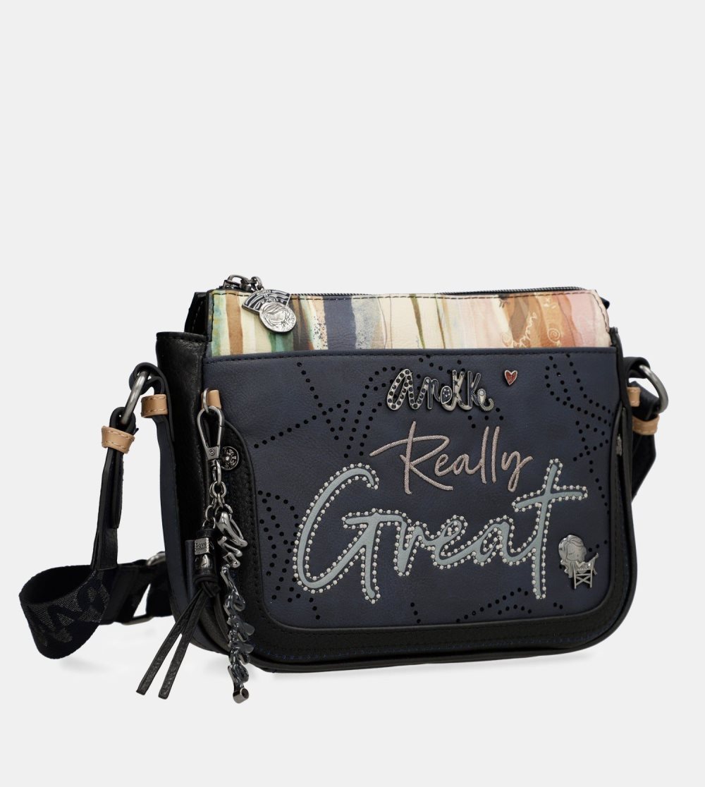 Női Anekke Studio Navy Blue 3-compartment Crossbody Bag Crossbody Táska | NWJYDF-762