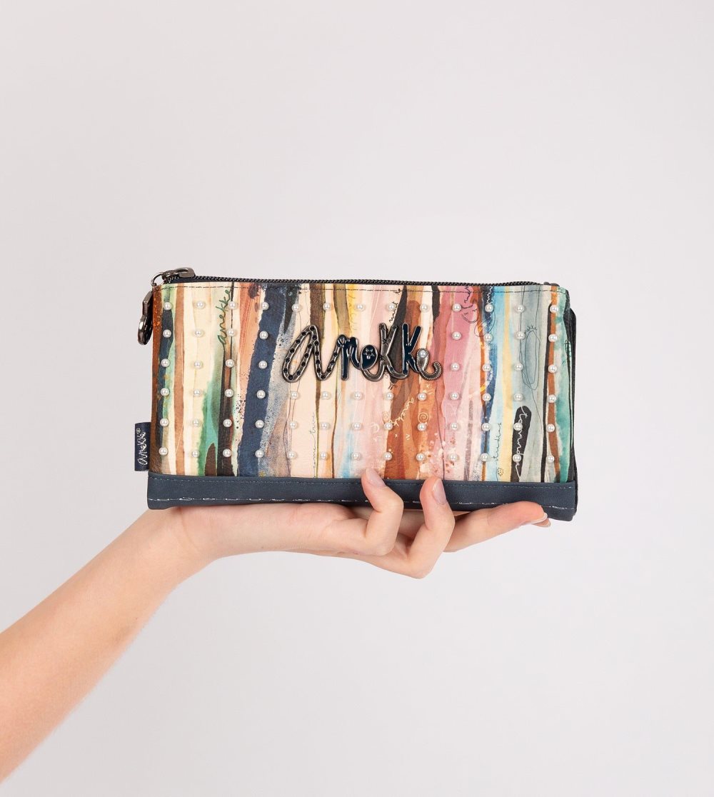 Női Anekke Studio Navy Blue Flexible Large Rfid Wallet Pénztárca | LZWNHX-749