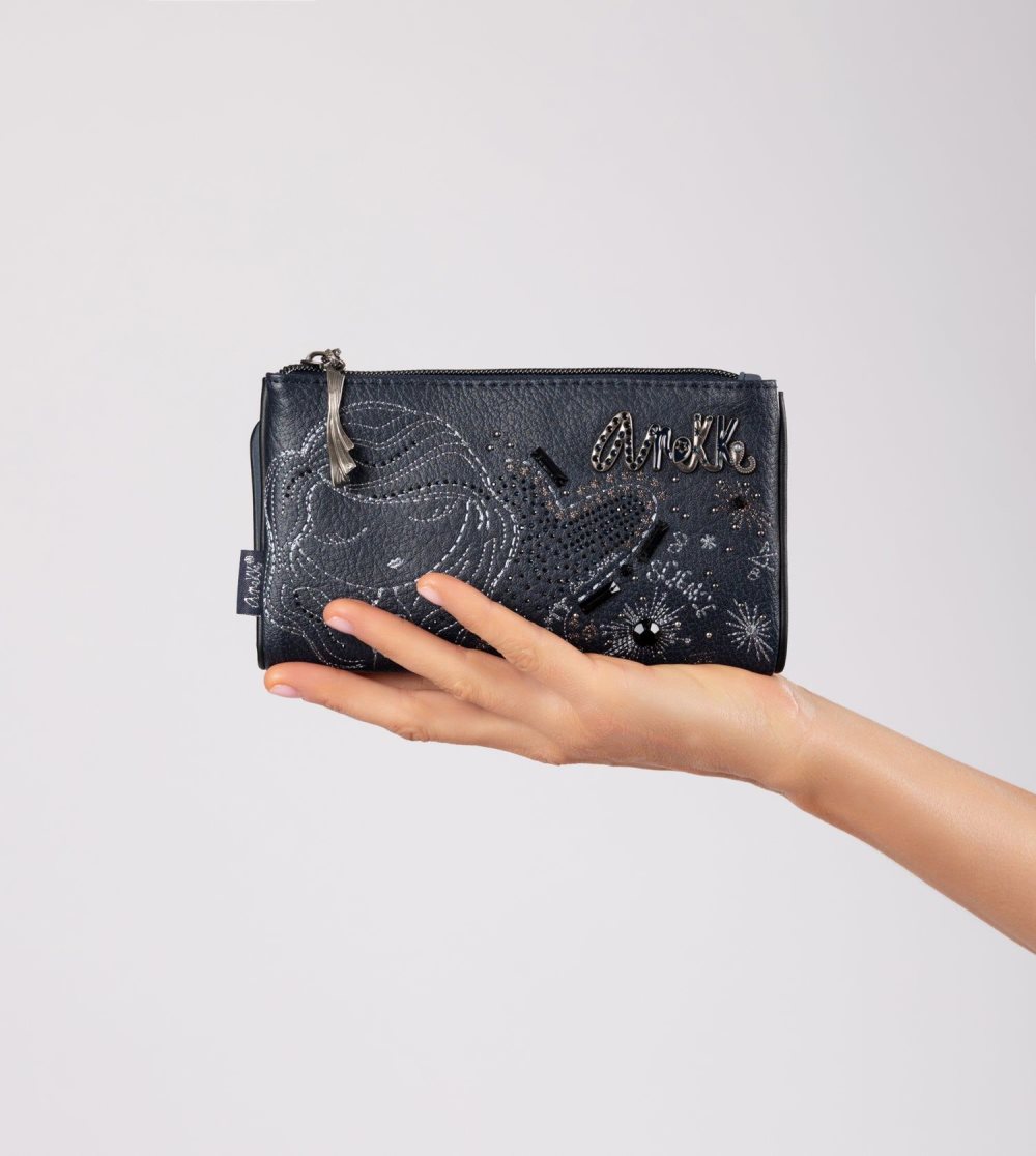 Női Anekke Studio Navy Blue Flexible Rfid Wallet Pénztárca | BZQEON-463