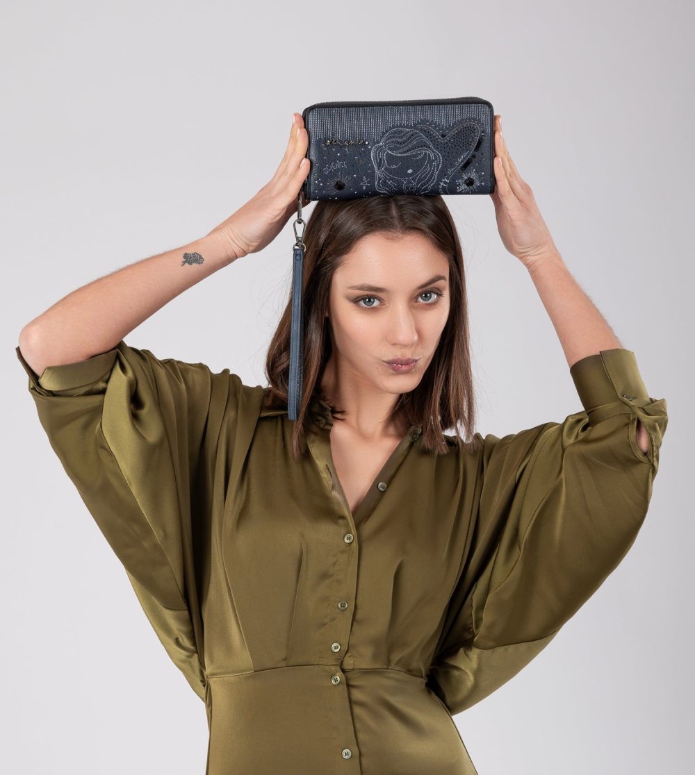 Női Anekke Studio Navy Blue Large Rfid Wallet Pénztárca | ARQUCJ-725