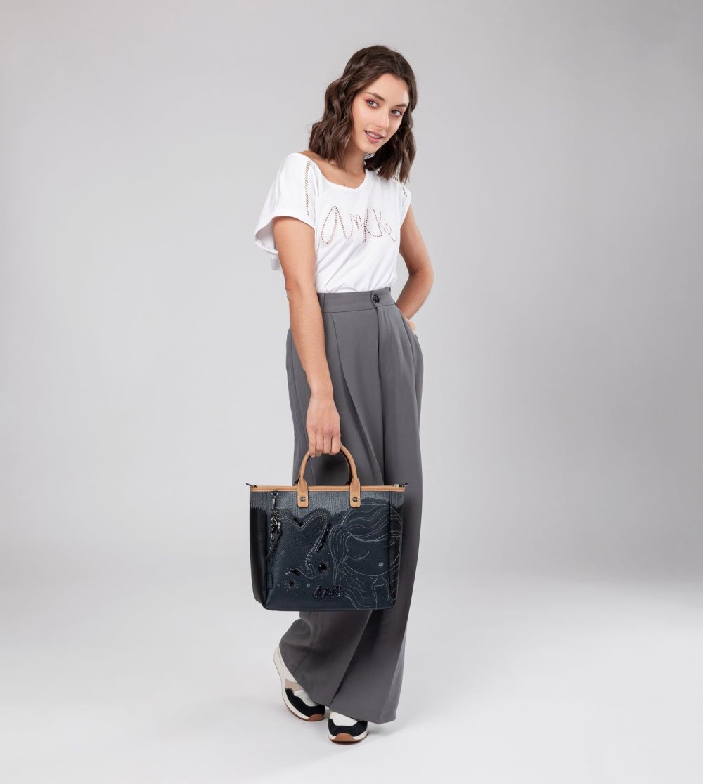 Női Anekke Studio Navy Blue Tote Válltáskák | WMYQZA-428