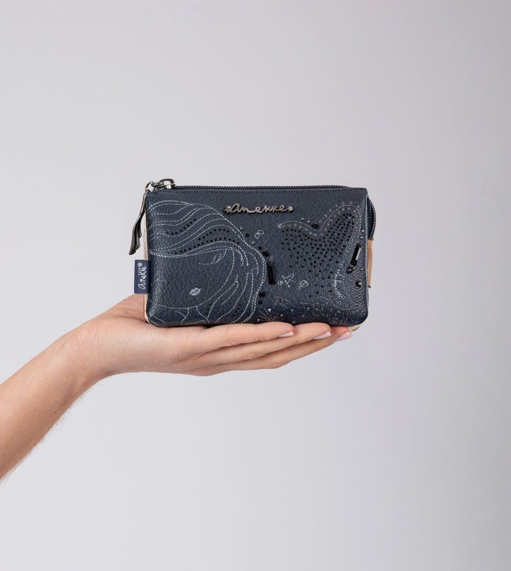 Női Anekke Studio Navy Blue Triple Coin Purse Pénztárca | TMCUQN-205