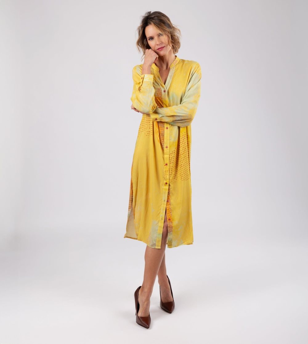 Női Anekke Yellow Shirt Dress Ruha | BOEVJF-701